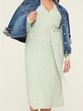 Lane Bryant Faux-Wrap Midi Sweater Dress with Tie Belt in Mint (22/24W)